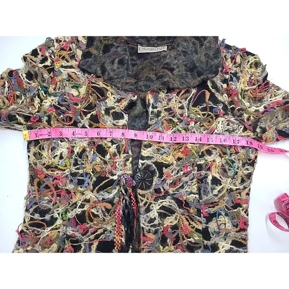 Vtg CANVASBACKS Blazer‎ Wool Boho Avant Garde Abstract Mohair Wearable Art sz 8 - Picture 8 of 11